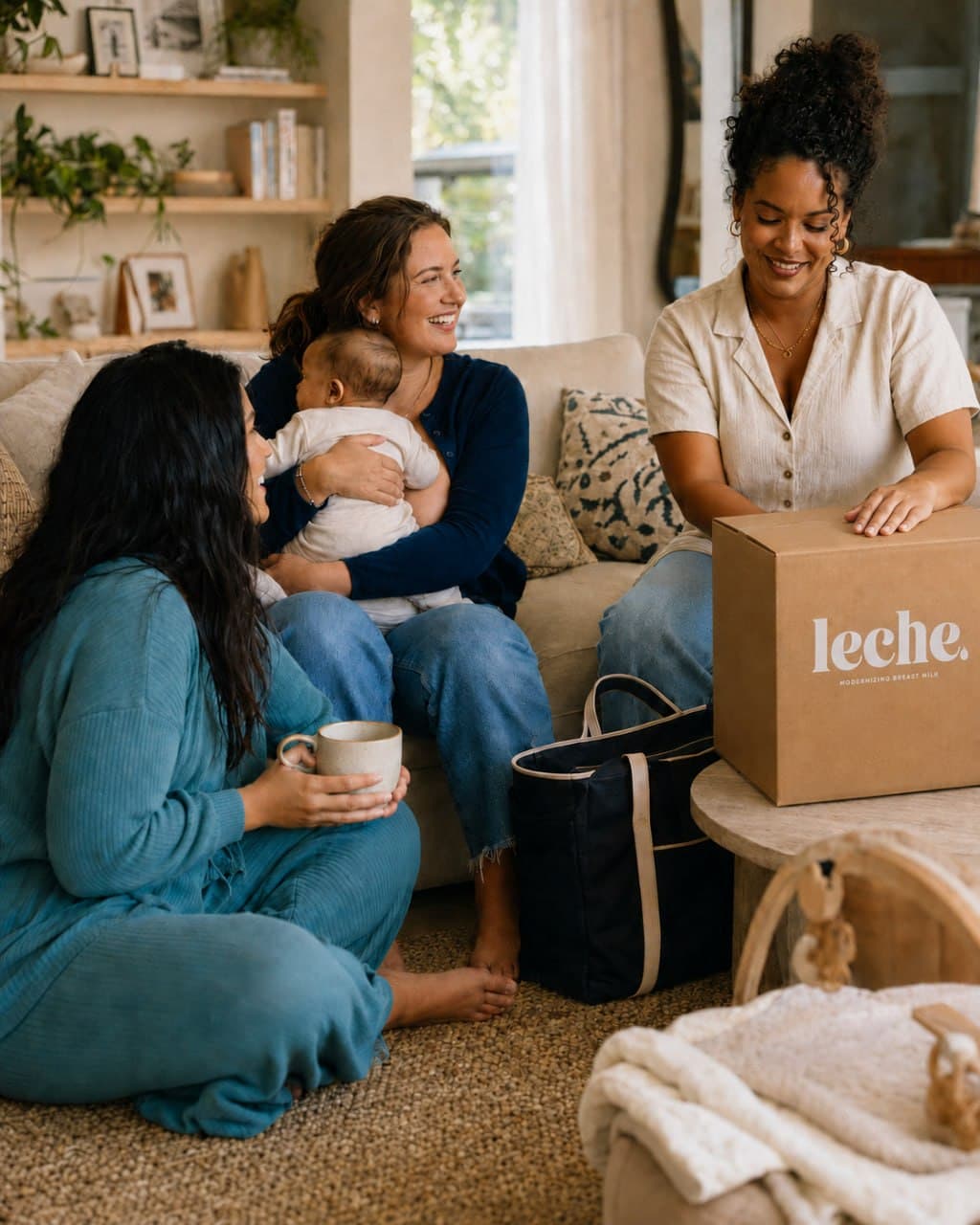 Moms connecting around a Leche donation kit
